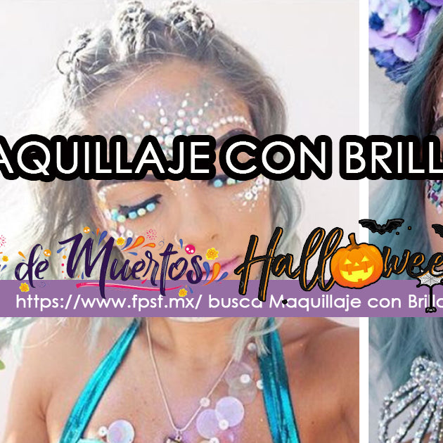 Maquillaje con Brillo en Halloween y Dia de Muertos