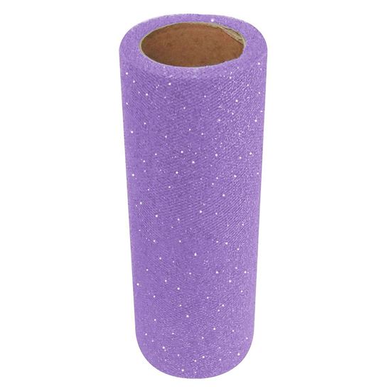 Rollo de Tul Diamantado 15 cm x 9.14 m 100 % Polyester Lila