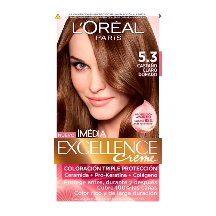 Tinte Media Excellence Creme Loreal Color Castaño Claro Dorado No. 5.3