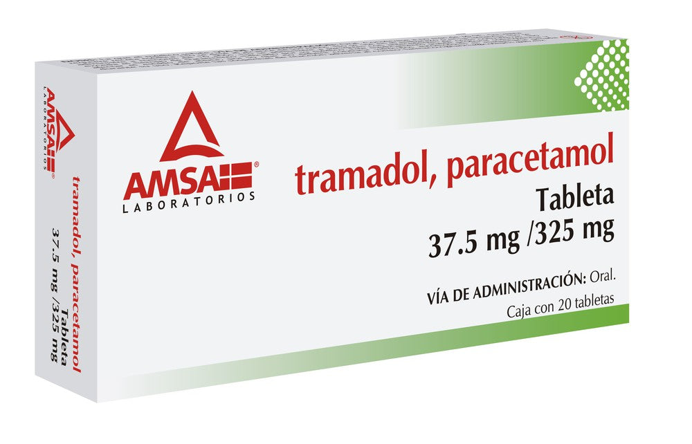 Tramadol/Paracetalo tabletas 37.5 mg/325 mg Caja Con 20 Tab AMSA