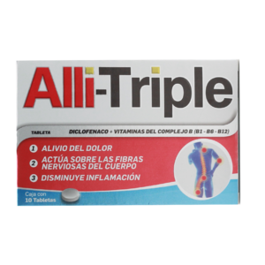 Diclofenaco + Vitaminas Complejo B (B1-B6-B12) Alli-Triple Caja con 10 Tabletas Genoma