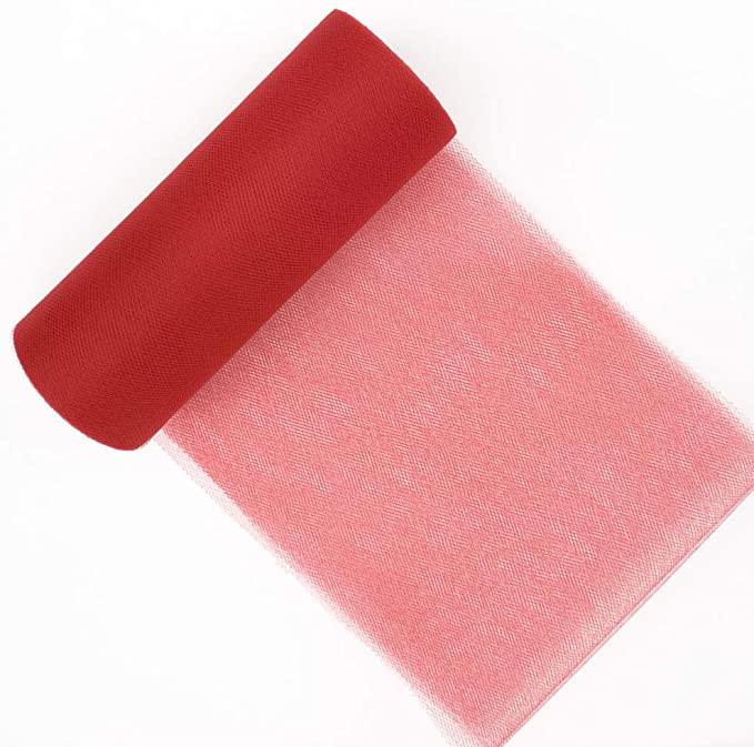 Tela Tul Rollo 22.86 m x 15 cm 100 % Poliéster Rojo