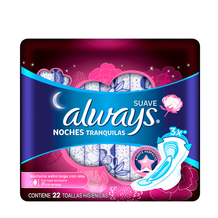 Toallas Femeninas Always Noches Tranquilas con Alas 22 Unidades