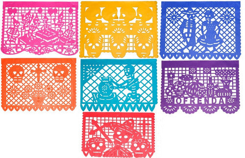 Papel Picado Tira Catrina y Calaveras Dia De Muertos 1 Pieza de 3 m.