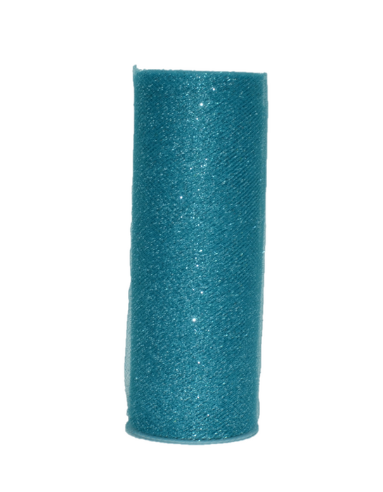Rollo de Tul Diamantado 15 cm x 9.14 m 100 % Polyester Azul Cielo