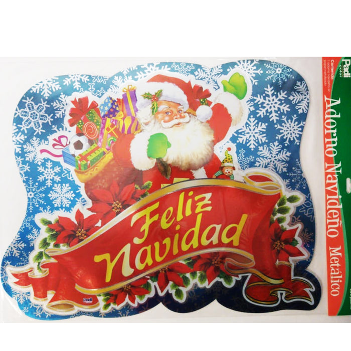 Decoracion Navideña Grande Santa Regalos Noche Buena Metalico 45 cm Padi