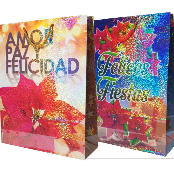 Bolsa de Regalo Extra Grande Holografica Navidad Janel 40 x 32 x 10 cm 1 pieza