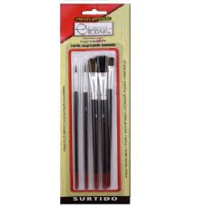 Pinceles Artisticos Rodart Surtido Rojo Cerda Negra Pelo Camello 5 piezas