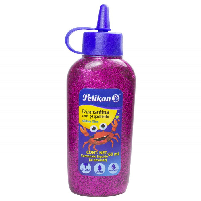 Diamantina con Pegamento Pelikan 60 ml Fucsia