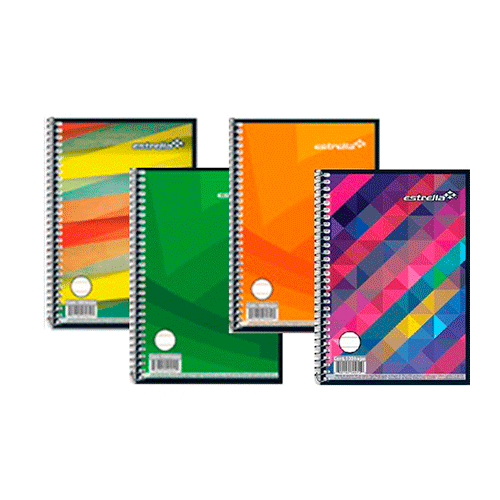 Libreta 1/8 Raya Espiral Plastico Estrella 50 Hojas