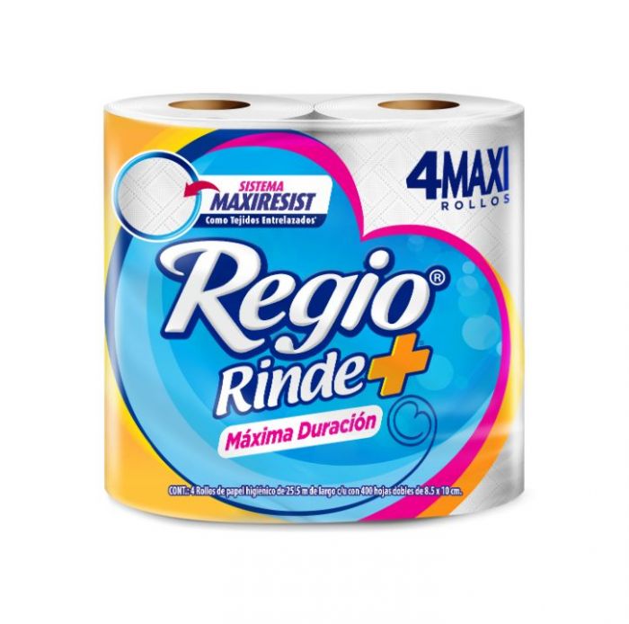 Papel Higienico 4 Rollos Regio Rinde + Maxima Duracion