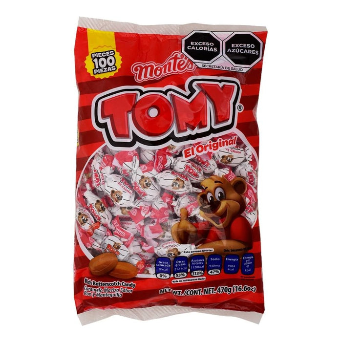Tomy Caramelo Macizo Sabor Ron y Mantequilla  Bolsa con 226 g Montes