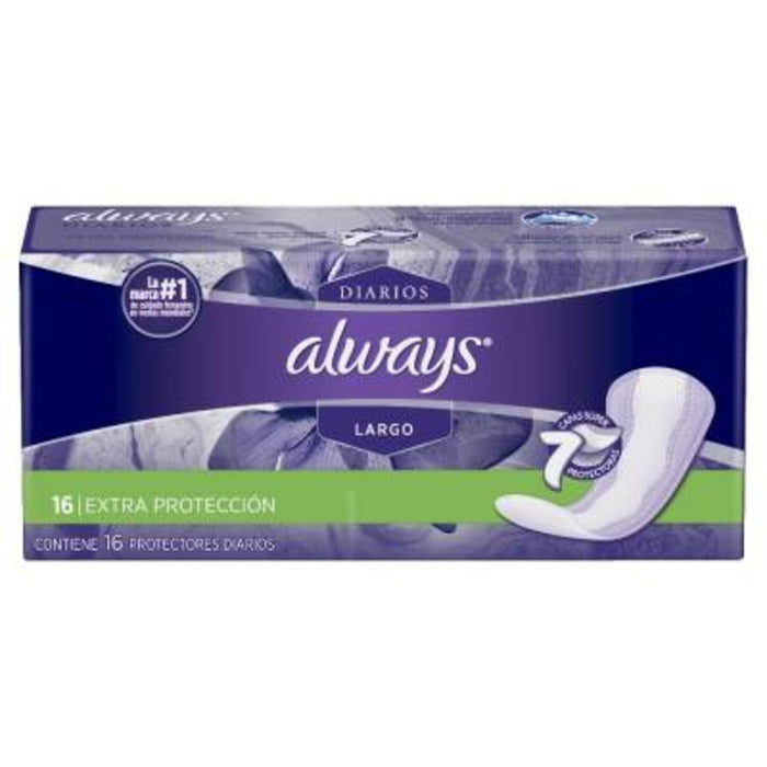 Panty Protectores Largos Caja con 16 Pzas Always