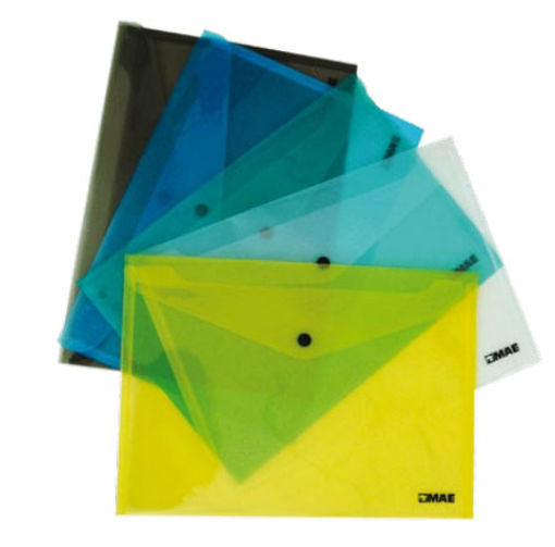 Folders De Plástico Con Botón Oficio Azul Transparente MAE SBFH-AZ