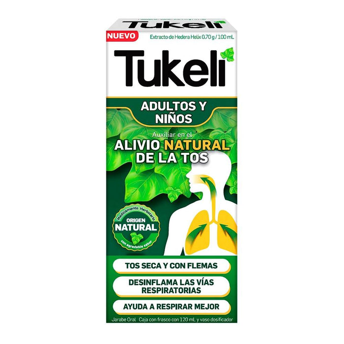 Tukeli Extracto de Hedera Helix 0.70g/100 ml. Adulto y Niños Alivio Natural de la Tos