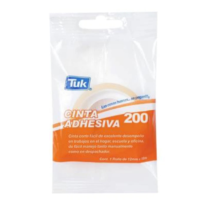 Cinta Adhesiva Transparente 12 mm x 10 m Tuk # 200 Chico