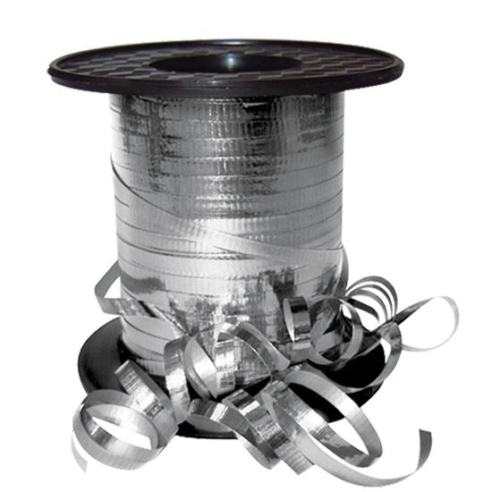 Listón Curling Celosa Liso Plata Rollo 457 metros