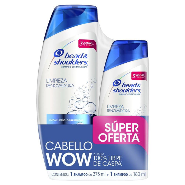 Super Oferta Shampoo Cabello Limpieza Renovadora Control Caspa 375ml +Sh 180Head & Shoulders