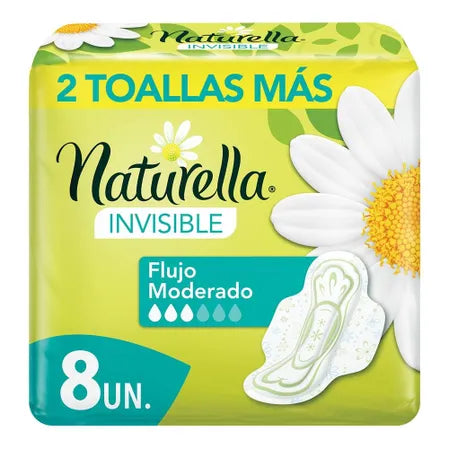Naturella Invisible Manzanilla Flujo Moderado Con Alas 8 toallas