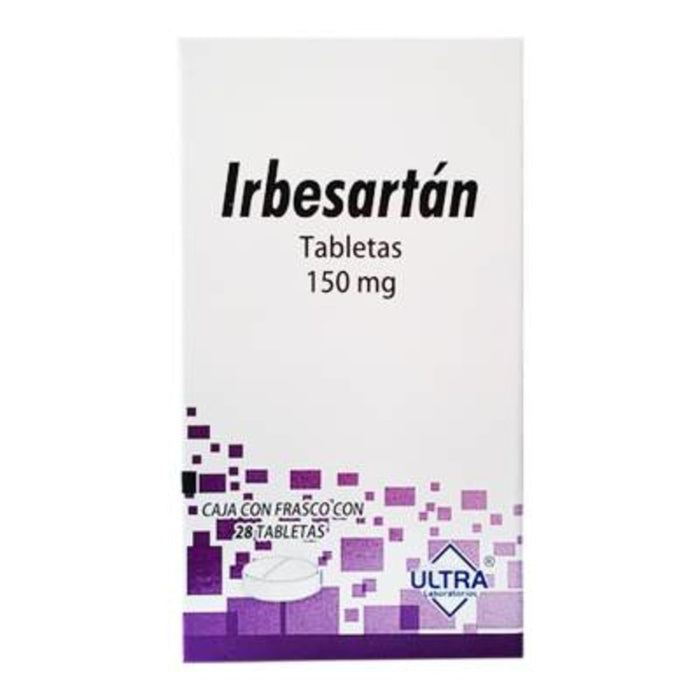 Irbesartan Tabletas 150 mg. Caja con 28 Tabletas Ultra Laboratorios