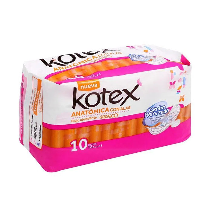 Toallas Sanitarias Anatomica con Alas 10 toallas  Kotex