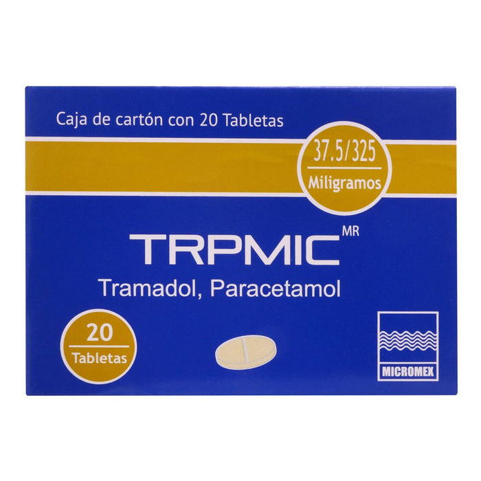 Tramadol/Paracetalo tabletas 37.5 mg/325 mg  Caja Con 20 Tab MICROMEX