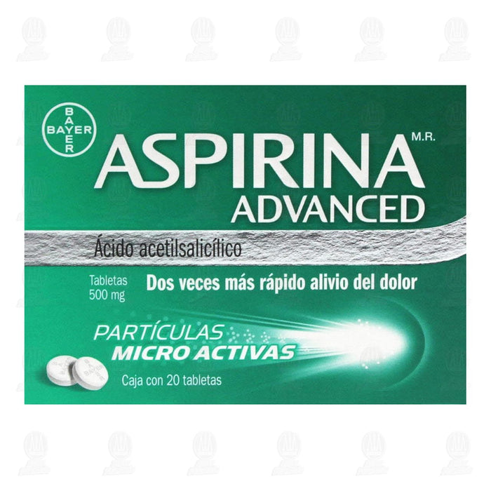 Aspirina Advanced Acido Acetilsalicílico Tabletas de 500 mg Partículas Micro activas 20 tabletas Bayer