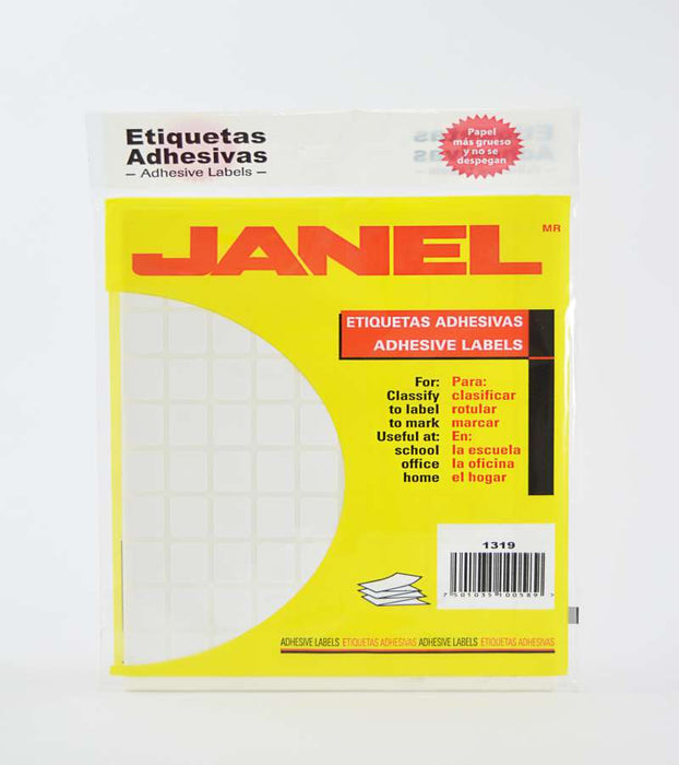 Etiquetas Adhesivas Blancas 13 x 19 mm 1800 Piezas Janel #22-1319