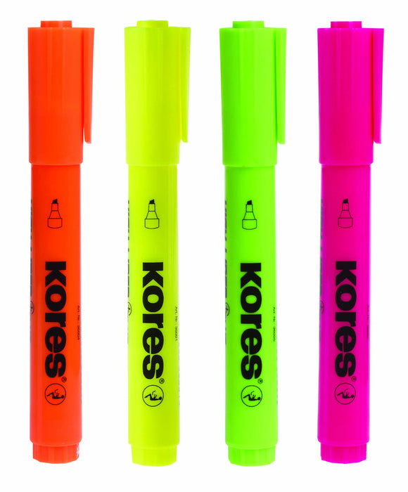 Resaltador Kores High Liner Plus Punta Cincel Verde Neon