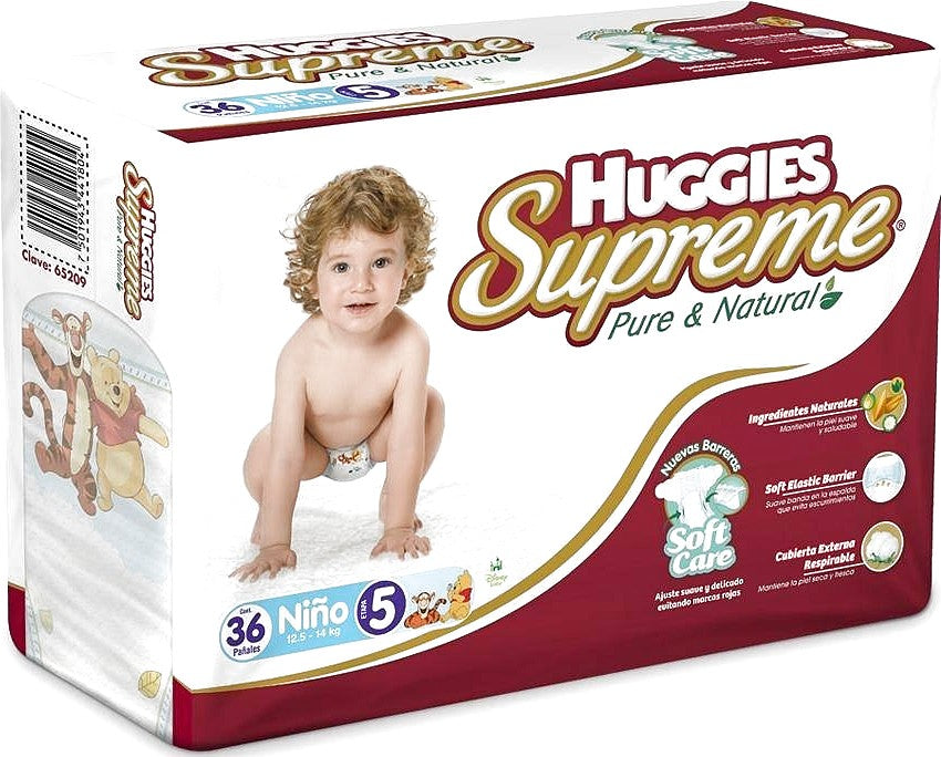 Pañal Huggies Supreme Niño 5 Etapa 36 Piezas Winnie Pooh