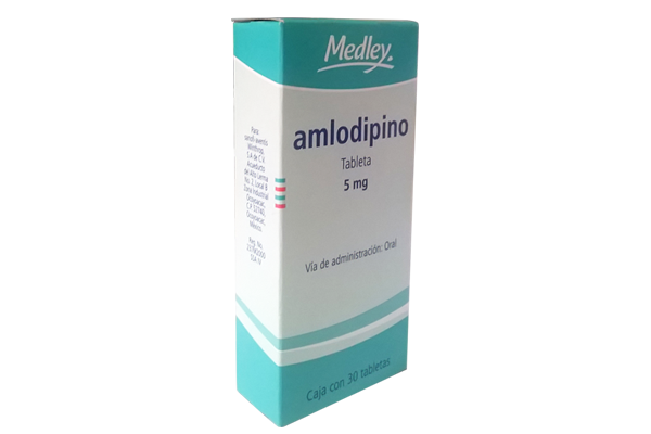 Amlodipino Tabletas 5 mg Caja con 30 Tabletas Medley
