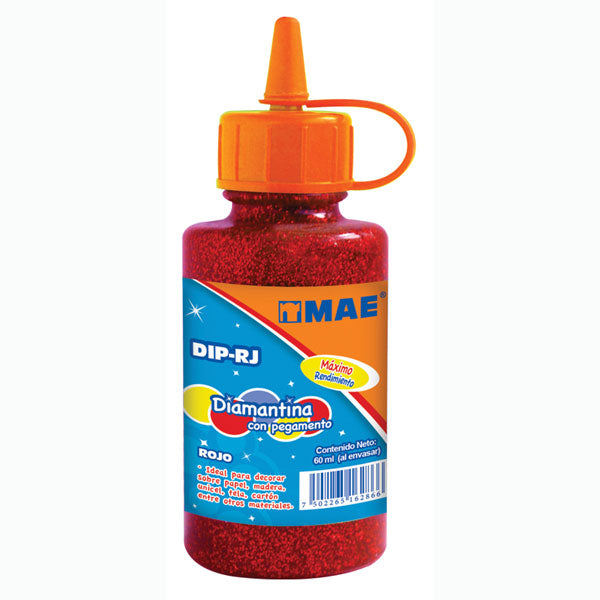 Diamantina con Pegamento Mae 60 ml Rojo