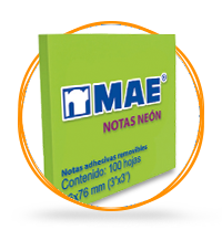 Notas Adhesivas Removibles Neon Verde 100 Hojas Mae 3 x 3 pulgadas