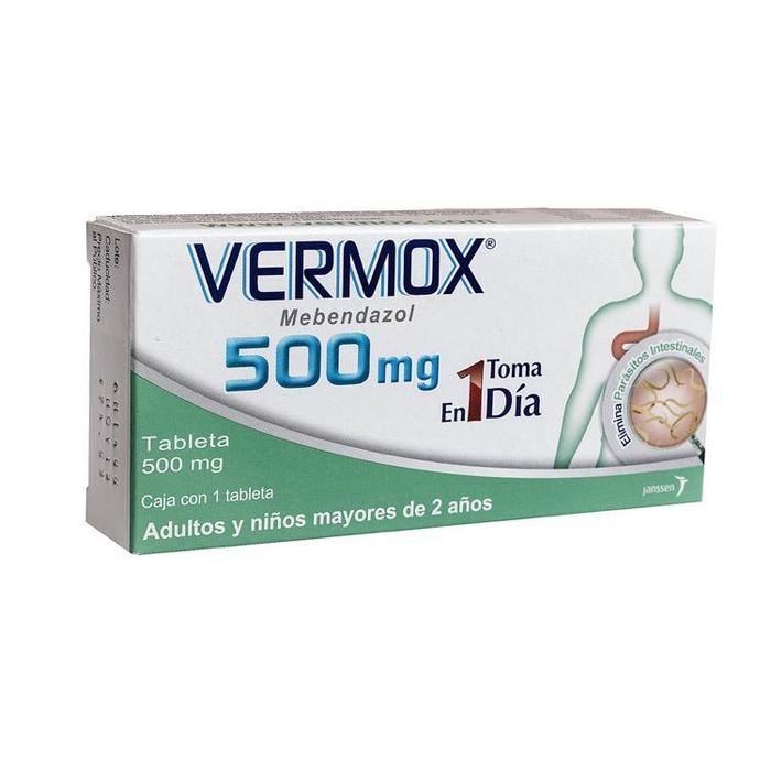 Vermox Mebendazol 500 mg oral 1 tabletas 1 Toma al Dia