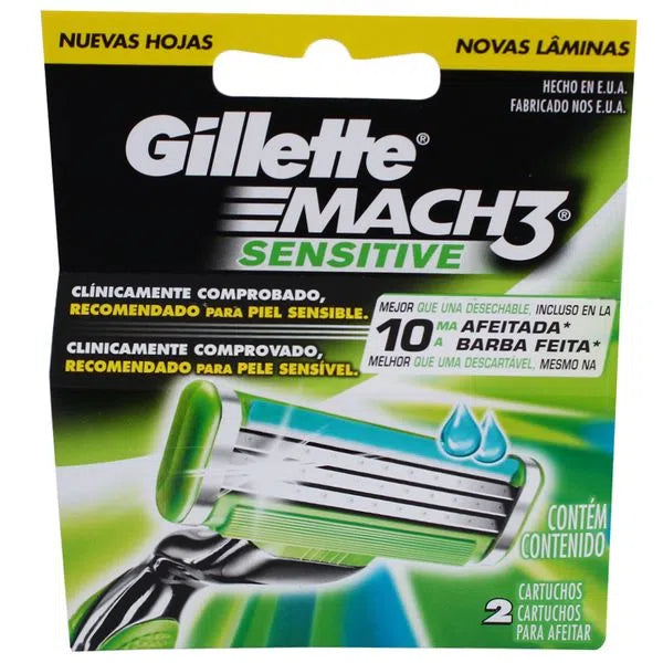 Cartucho Gillette Mach3 Sensitive con 2 Piezas