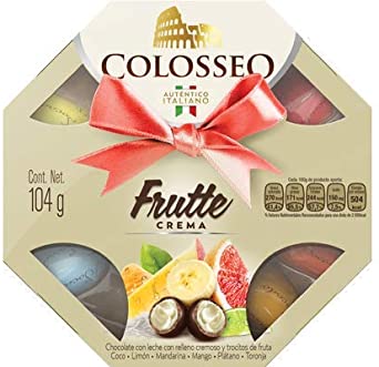 Caja Chocolate con Leche Relleno Frutte Crema Octagonal 104 g Colosseo Ideal para Regalar