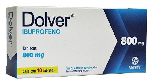 Ibuprofeno/Dolver 800 mg con 10 Tabletas Maver