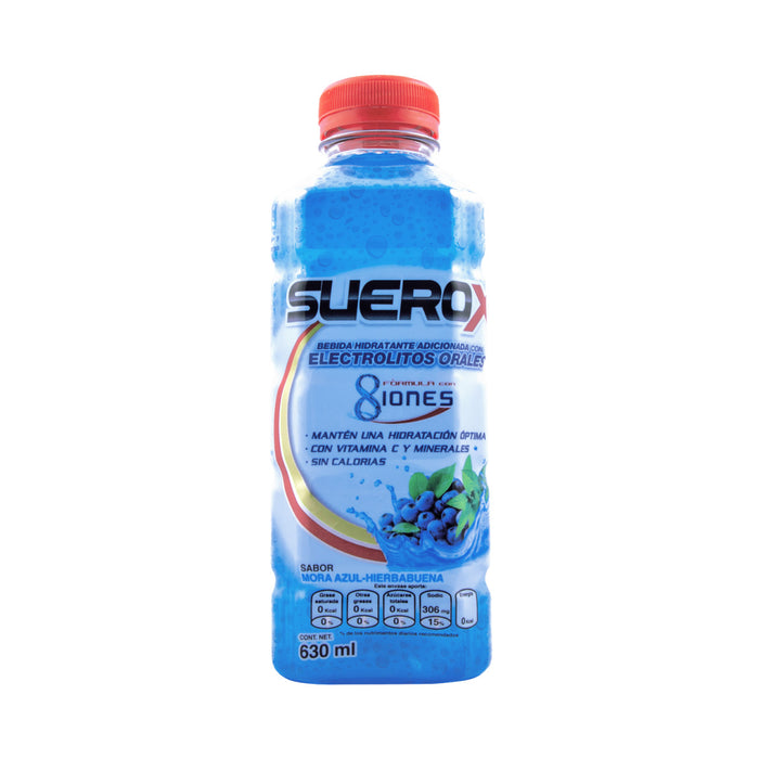 Suerox 8 Iones Mora Azul Hierbabuena 630 ml Electrolitos Orales