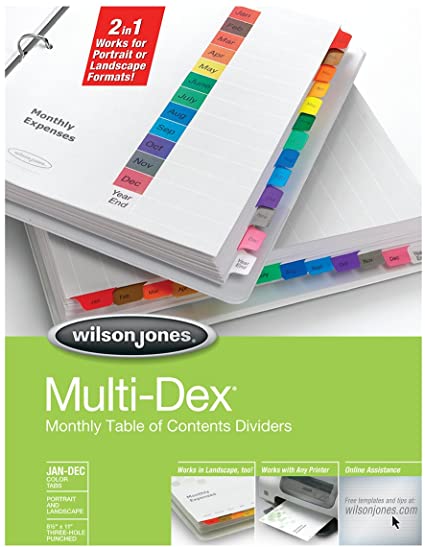 Separador Index Mensual de 13 Colores y 1 Tabla de Contenido Wilson Jones