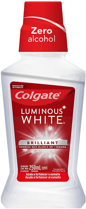 Enjuague Bucal Zero Alcohol Luminous White 250 ml Colgate