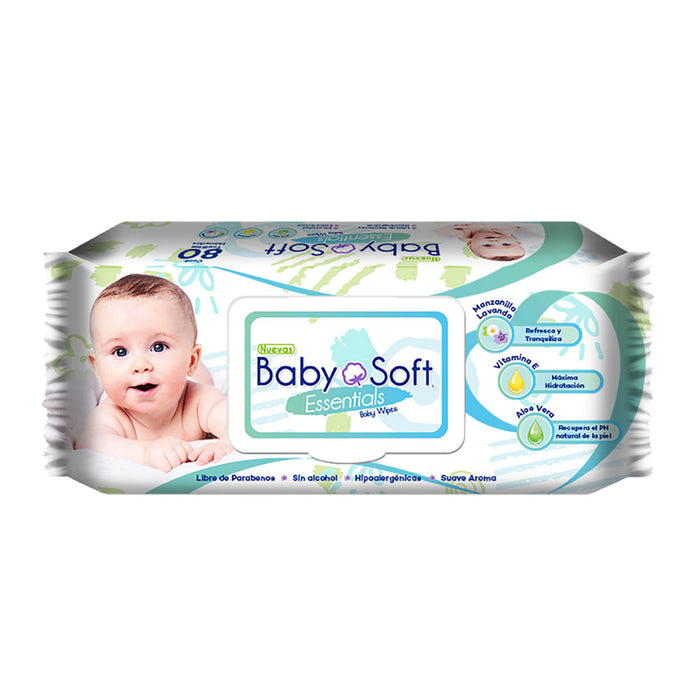 Toallitas Húmedas Baby Soft con 80 Toallitas Para Bebe Essentials