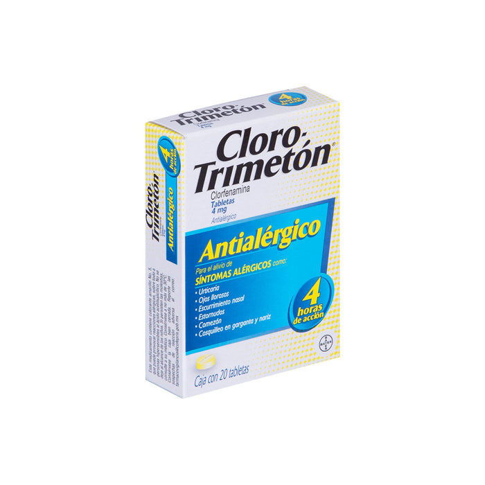Clorfenamina, Cloro-Trimeton 4Hrs Acc  Caja con 20 Tabletas