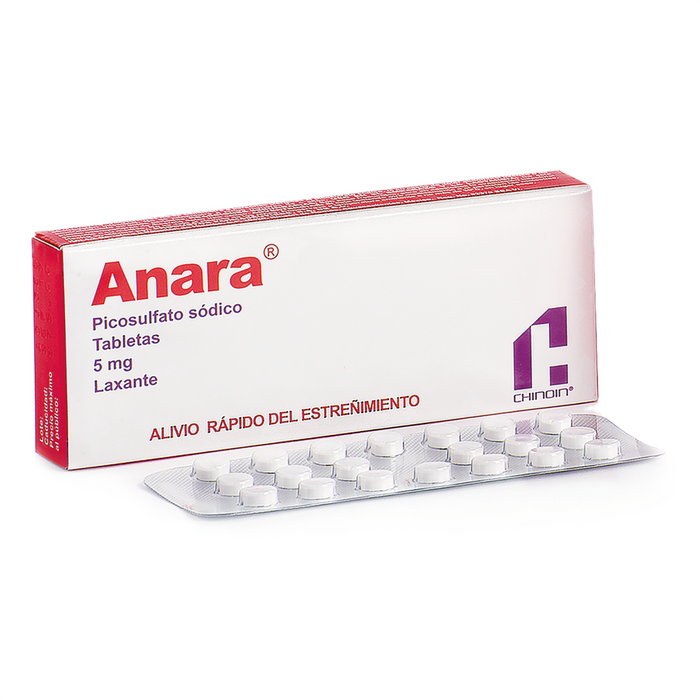 Anara 5 mg oral 20 tabletas Chinoin Auxiliar Rápida para Estreñimiento