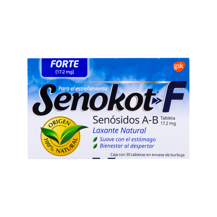 Senosidos A-B Senokot F 17.2 mg oral 30 tabletas GSK Laxante Natural