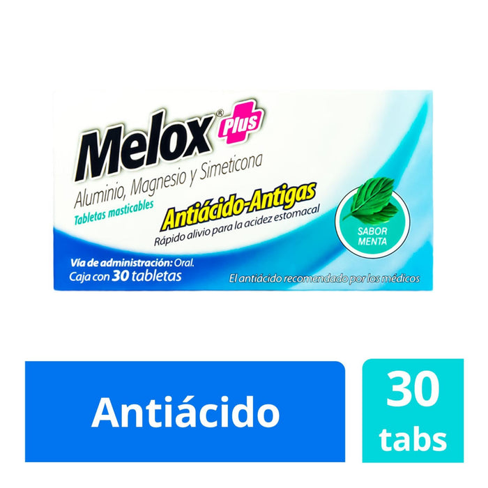 Melox Plus Antiacido Antireflujo 30 Tabletas Menta Sonafi