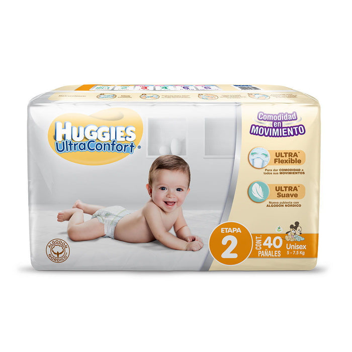 Pañal Huggies Ultra Confort 2 Etapa 40 Piezas Unisex