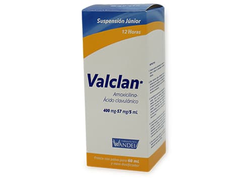 Amoxicilina-Acido Clavulánico 400 mg-57 mg/5 ml. Valclan  Lab. Wandel