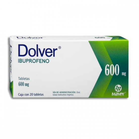 Ibuprofeno/Dolver 600 mg con 20 Tabletas Maver