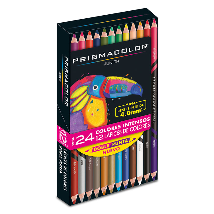 Lápices de Colores Doble Punta Largos 12 Lápices con 24 Colores Prismacolor Junior