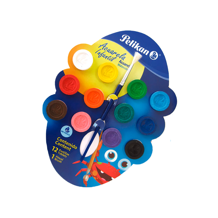 Acuarela Pelikan 12 Pastillas con 1 Pincel